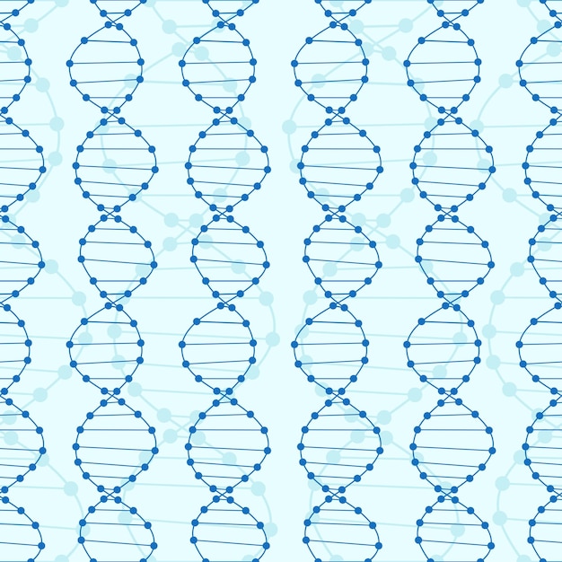 Dna-nahtloses muster dna-wissenschaft blauer vektorhintergrund