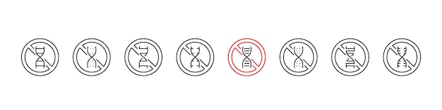 Dna ohne zeichen-icon-set, keine gmo-thinline-iconen, bearbeitbarer strich