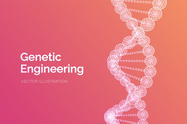 DNA-Sequenz. Wireframe DNA-Codemolekül-Strukturmasche.