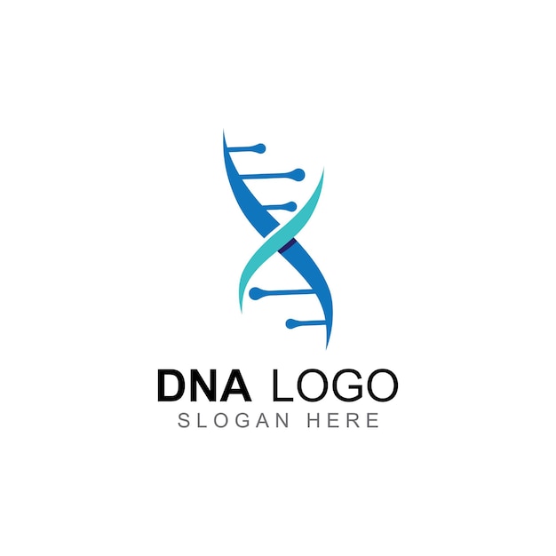 Dna-vektorlogo modernes medizinisches logo mit vektorgrafik-vorlagendesign