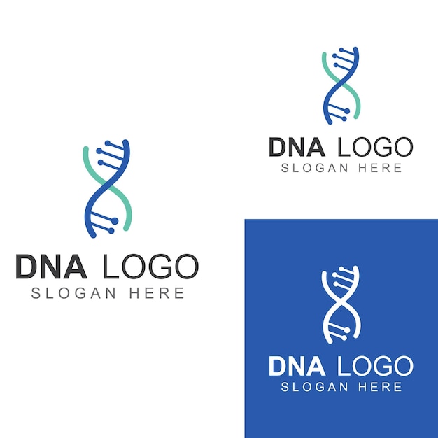 Dna-vektorlogo modernes medizinisches logo mit vektorgrafik-vorlagendesign