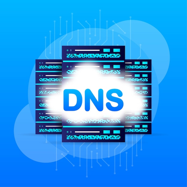 DNS-Symbol auf weißem Hintergrund Isolierte Vektordarstellung Cyber-Sicherheitskonzept