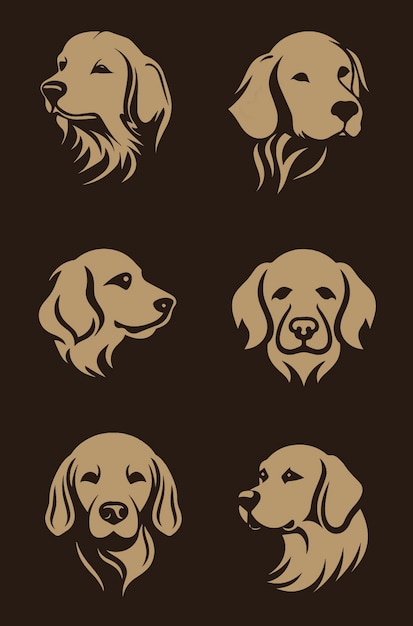 Dog_golden_retriever_vector_logos_set_full