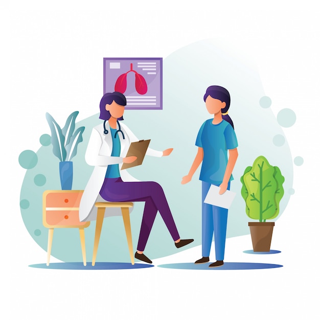 Doktor und Krankenschwester Illustration mit flachem Stil