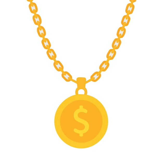 Dollar auf Goldketten-Vektorillustration Gold Dollar auf Kette Rapper-Halskette