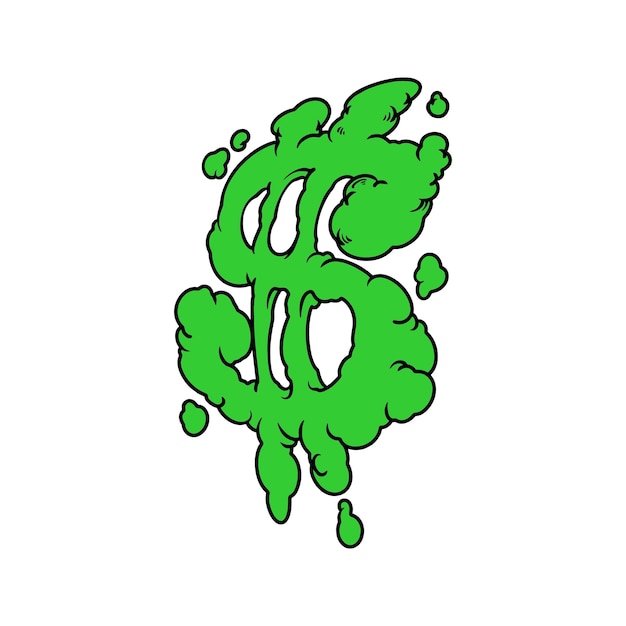 Vektor dollar-logo grüner rauch