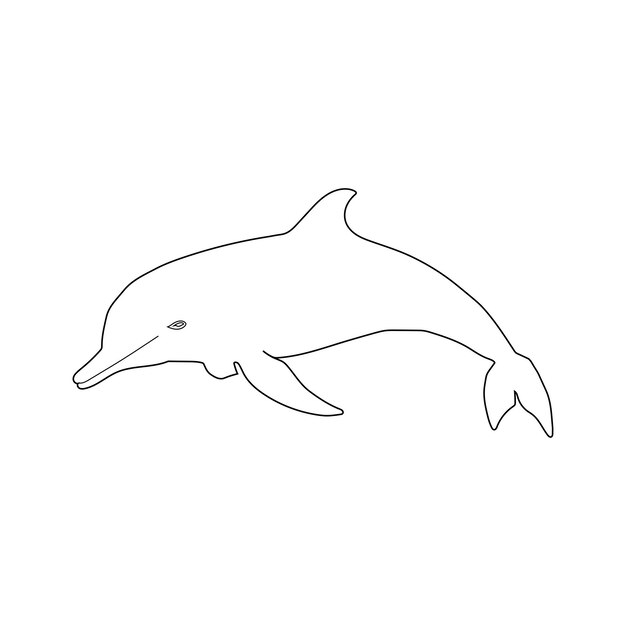 Dolphin Line Art Illustration Vektor mit weißem Hintergrund