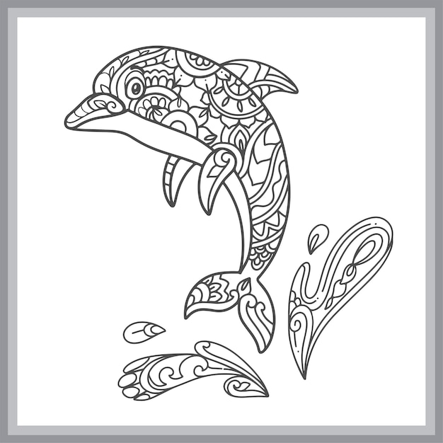Dolphin-Mandala-Kunst, isoliert auf weißem Hintergrund