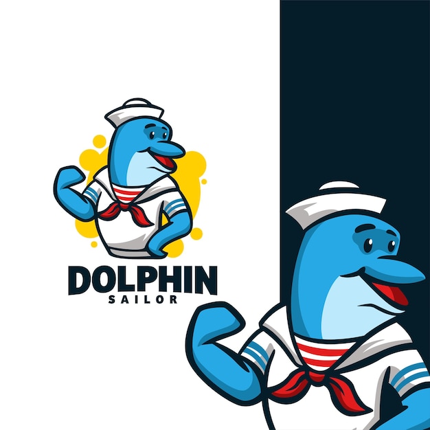 Dolphin sailor maskottchen-logo-design