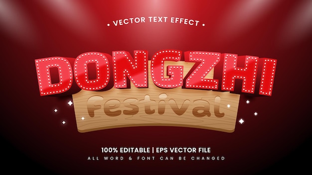 Dongzhi Festival 3D-Text-Stil-Effekt. Bearbeitbarer Illustrator-Textstil.