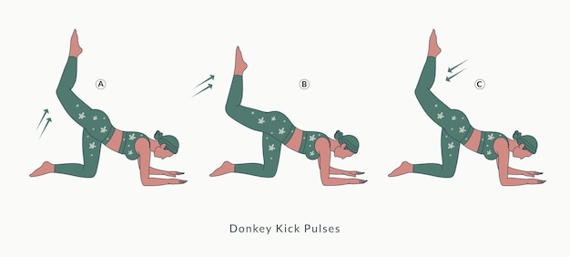 Donkey kick pulses übung frauentraining fitness aerobic und übungen