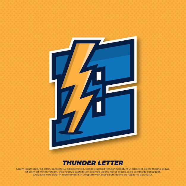 Donner esport mit anfangsbuchstabe e logo illustration thunder catcher beleuchtung esport logo