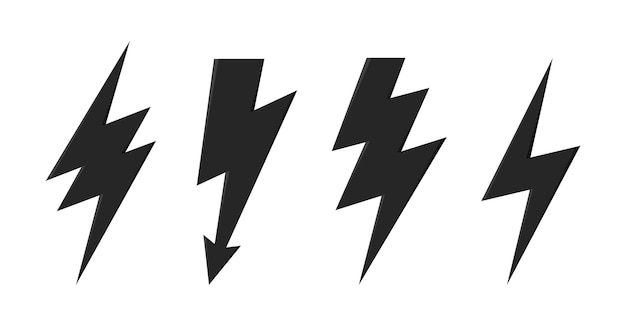 Donnerbolzen-Vektorsymbol Donner- und Blitzlichtblitzsymbole eingestellt icons