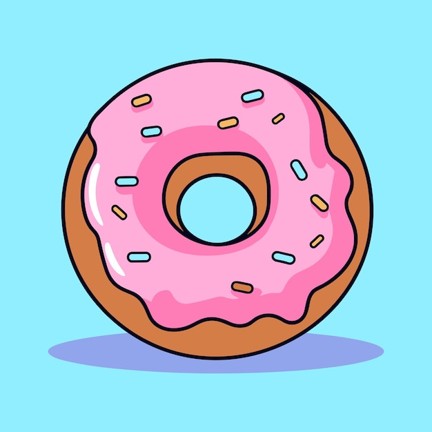 Donut-Food-Objekt-Cartoon-Illustration im isolierten flachen Vektor-Icon-Konzept