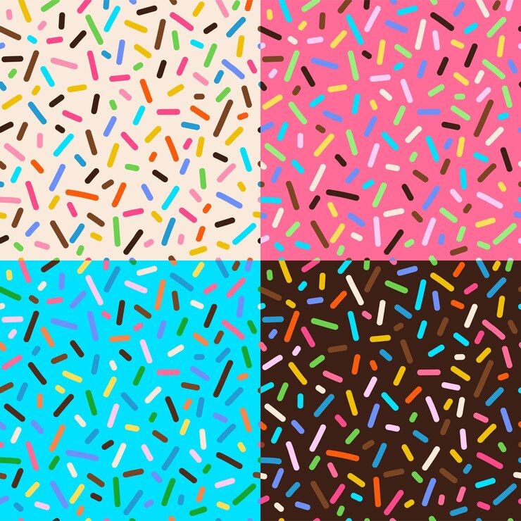 Vektor donut glasur dekoration nahtlose muster set