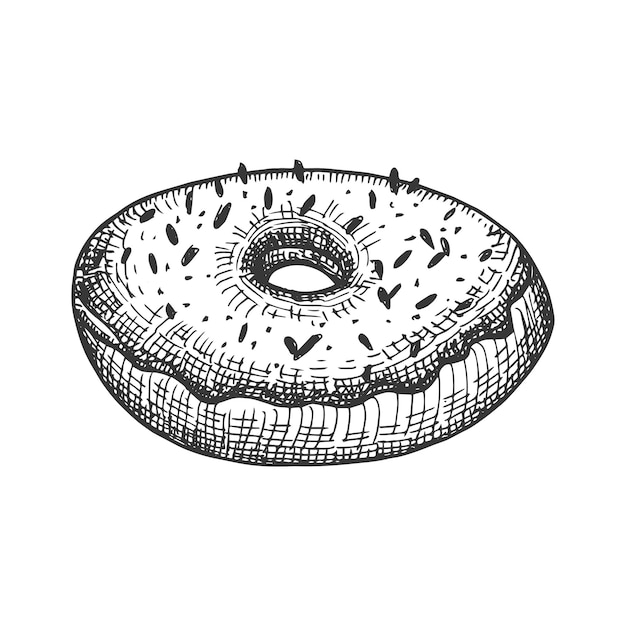 Donut in der Schokoladenskizzen-Vektorillustration