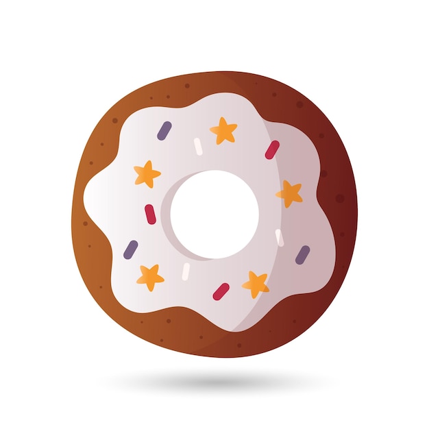 Donut mit weißer glasur und farbigen streuseln vektorillustration