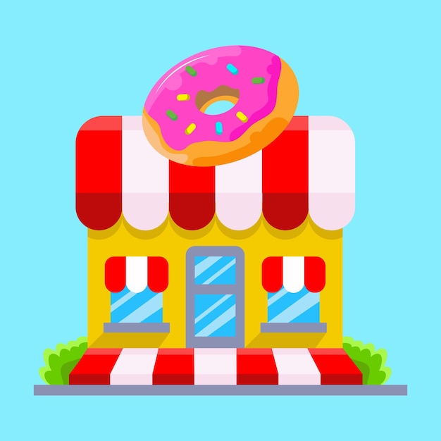 Donut Shop Cafe Icon Illustration Geschäftskonzept-Vektorillustration