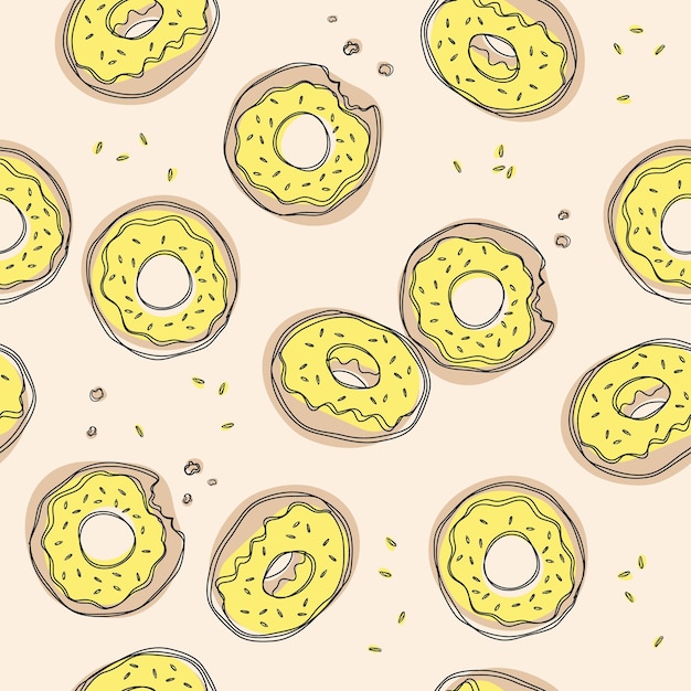 Donuts nahtloses muster süßes süßes essen baby hintergrund farbenfrohes design für textiltapeten-stoffdekor