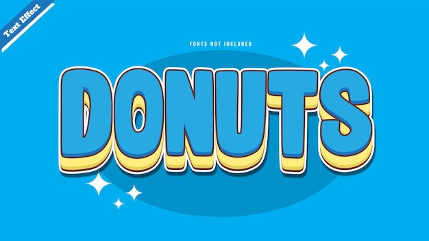 Donuts texteffekt-design-vektor-vektor. bearbeitbarer 3d-text