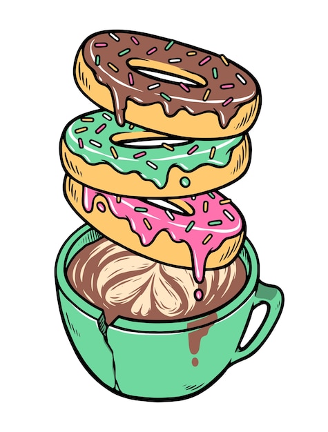 Donuts und kaffee illustration