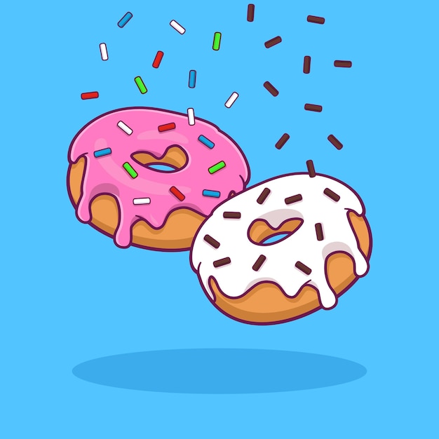 Vektor donuts vektor-illustration donut mit erdbeere-glasur donut mit weißer glasur donuts mit farbenfrohen