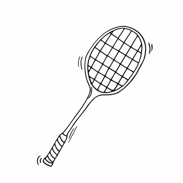 Doodle badminton oder tennisschläger. vektor-illustration