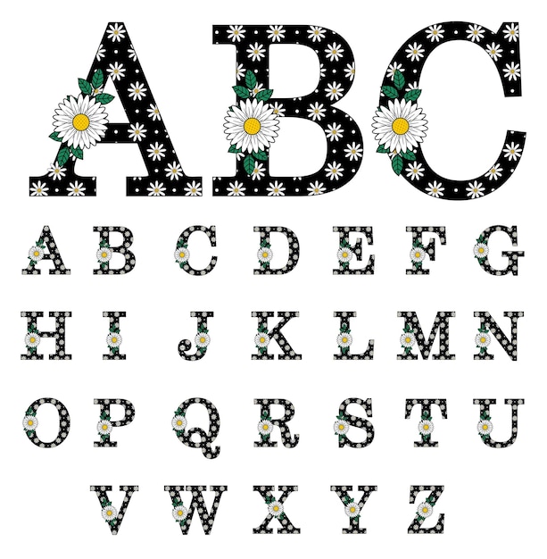 Vektor doodle blumen alphabet set az blumen monogram buchstaben sublimation vektor designs