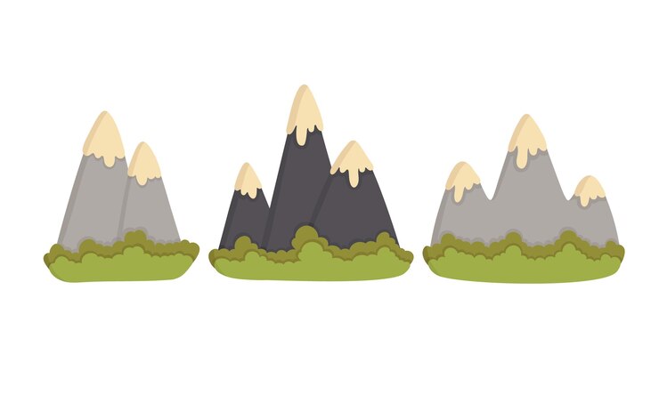 Vektor doodle clipart schneebedeckte berggipfel alle objekte werden neu bemalt