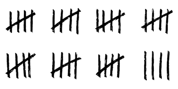 Doodle Count Bar Zählen Sie die Tage, die in Schrägstrichen an den Wänden einer einsamen Insel oder einer Gefängnisvektorillustration gezählt werden