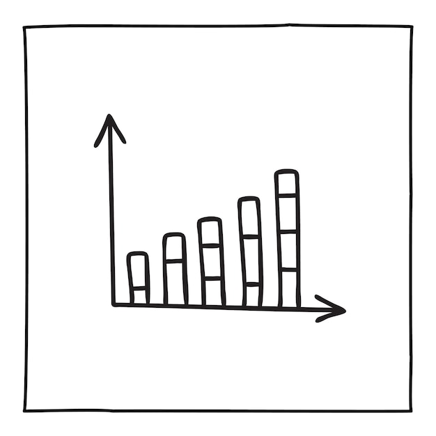 Vektor doodle diagrammsymbol oder logo, handgezeichnet mit dünner schwarzer linie. isoliert auf weißem hintergrund. vektor-illustration