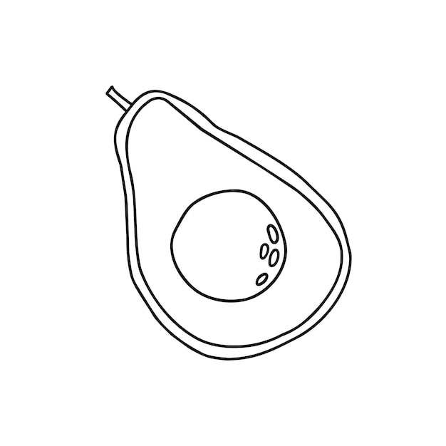 Doodle eine halbe avocado handgezeichnete vektorillustration