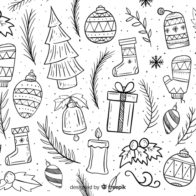 Doodle elemente weihnachten hintergrund