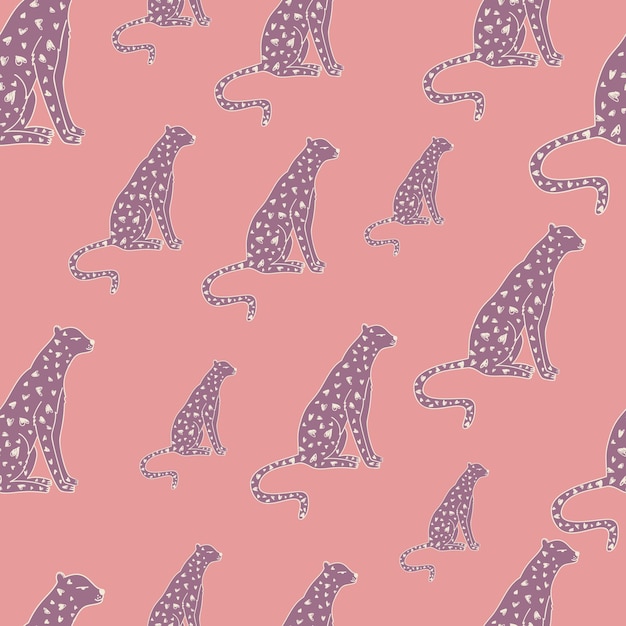 Doodle gepard nahtlose muster handgezeichnete niedliche leopard endlose tapete hintergrund der wilden tiere