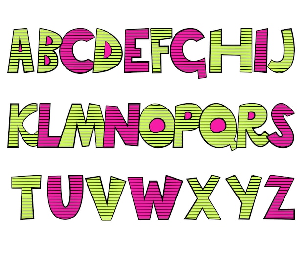 Doodle handgeschriebenes Alphabet. Hipster-ABC. Vektorvorratillustration.