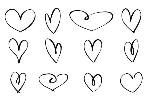 Doodle-Herzmuster auf weißem Hintergrund Vektorgrafiken der Liebe zu Textilien und Papierdruck