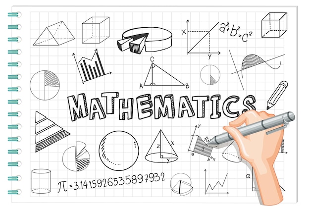 Vektor doodle mathematische formel mit mathematik-schriftart