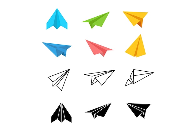 Doodle Paper Plane Vector Pack Papierflugzeug Vektor Papierflugzeug Clipart Umriss Papierflugzeuge