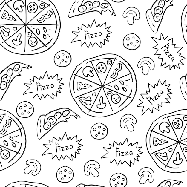 Doodle pizza nahtloses muster