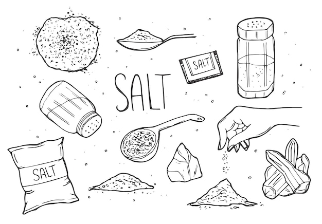 Vektor doodle-salt-sketch-set