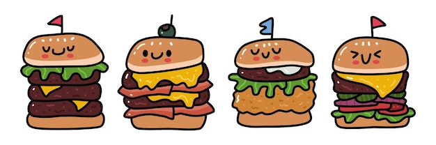 Doodle-Sammlungssatz Burger