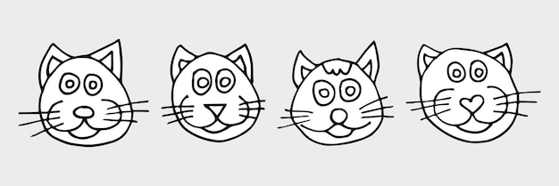 Vektor doodle-set von katzen