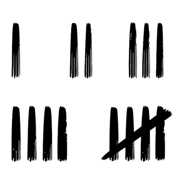 Vektor doodle-skizzenstil der handgezeichneten count-bar-cartoon-vektorillustration zählen sie die tage, die in schrägstrichen an den wänden eines gefängnisses oder einer einsamen insel gezählt werden