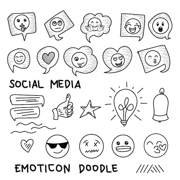 Doodle-sprachblase mit emoticons