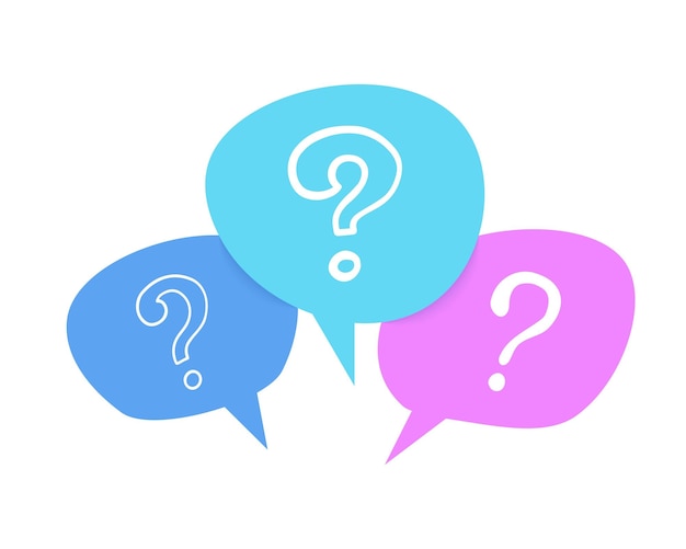 Doodle Sprechblase Fragezeichen Symbol Kommunikation und Forum Zeichen Bunte Formen mit fragenden Symbolen Fragende Sprüche oder ausdrucksstarker Ausruf Vektor minimale Illustration