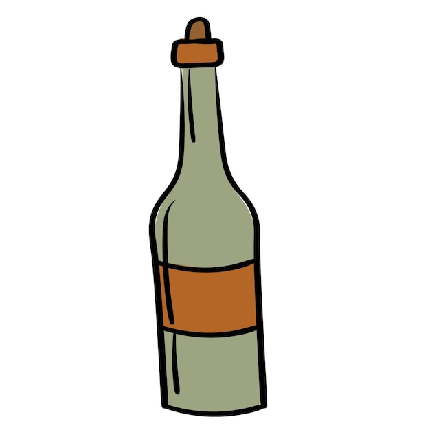 Doodle-sticker-flasche mit alkoholischem getränk