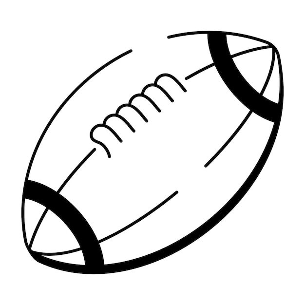 Doodle-Stil-Ikonen eines Rugbyballs