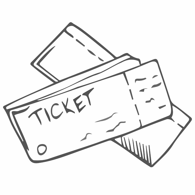 Doodle-ticket-skizze im vektor