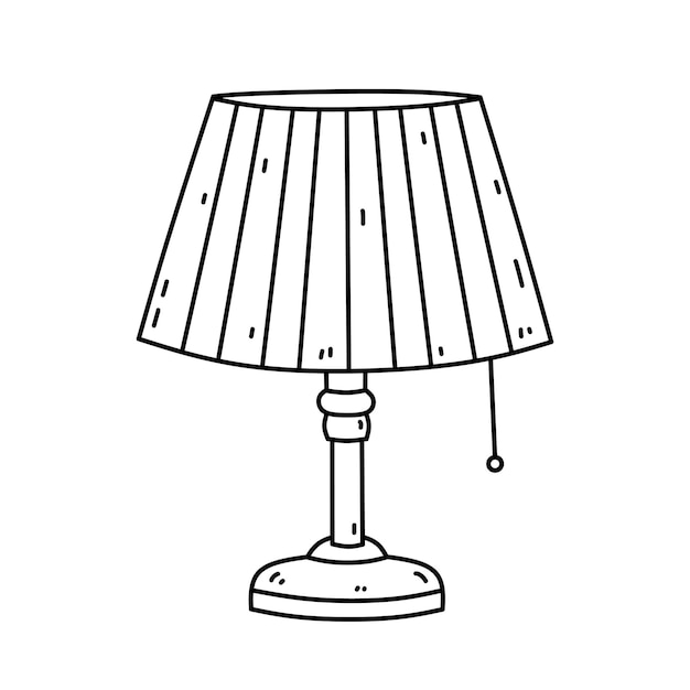 Doodle tischlampe mit lampenschirm isoliert auf weißem hintergrund innenausstattung für schlafzimmer wohnzimmer