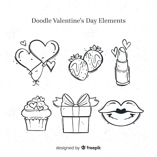 Doodle valentine elemente pack